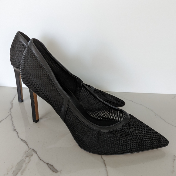 Open Edit Daria Black Mesh Pumps Heels Shoes - Picture 4 of 7